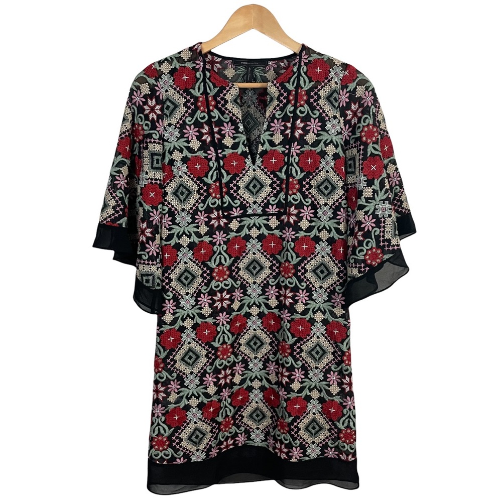 BCBGMAXAZARIA Embroidered Boho Dress
